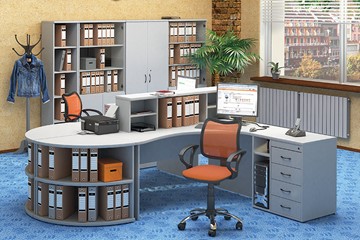 Офисный комплект мебели Moно-Люкс для 2 сотрудников с большим шкафом и тумбами в Выборге
