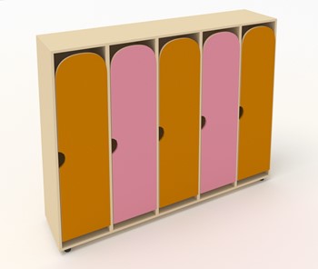Детский распашной шкаф ШГ5У Беж+Оранжевый+Розовый в Санкт-Петербурге