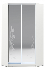 Угловой шкаф 2300х1103, ХИТ У-23-4-66-01, цапля, 2 зеркала, белая шагрень в Санкт-Петербурге