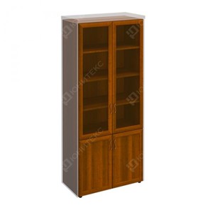 Шкаф для документов со стеклянными дверьми в рамке Мастер, темный орех (90х45х208) МТ 379 в Санкт-Петербурге