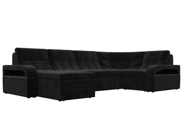 П-образный диван Лига-035, Черный (велюр) в Санкт-Петербурге