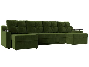 Большой П-образный диван Сенатор, Зеленый (Микровельвет) боннель в Санкт-Петербурге