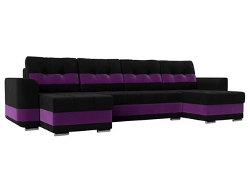П-образный диван Честер, Черный/фиолетовый (вельвет) в Санкт-Петербурге
