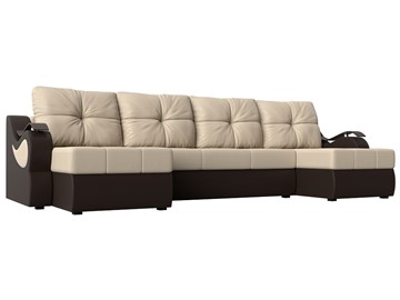 П-образный диван Меркурий П, Бежевый/коричневый (экокожа) в Санкт-Петербурге