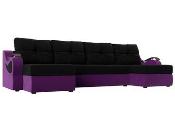 П-образный диван Меркурий П, Черный/фиолетовый (вельвет) в Санкт-Петербурге