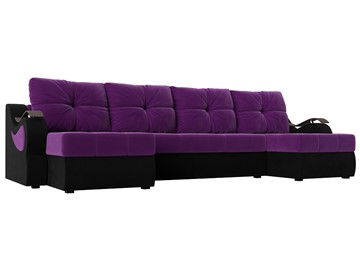 П-образный диван Меркурий П, Фиолетовый/черный (вельвет) в Санкт-Петербурге