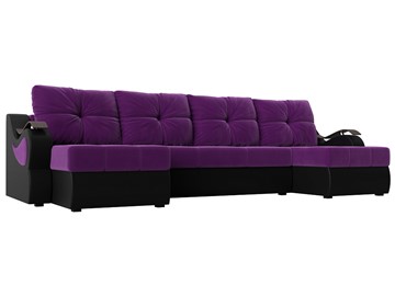 П-образный диван Меркурий П, Фиолетовый/черный (вельвет/экокожа) в Санкт-Петербурге