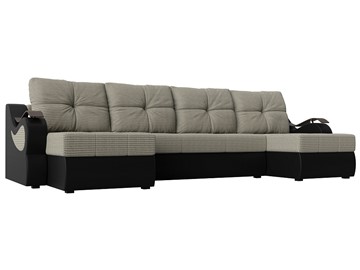 П-образный диван Меркурий П, Корфу 02 (рогожка)/черный (экокожа) в Санкт-Петербурге