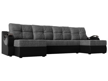 П-образный диван Меркурий П, Серый/черный (рогожка/экокожа) в Санкт-Петербурге