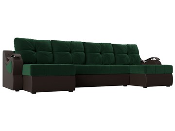 П-образный диван Меркурий П, Зеленый\Коричневый (Велюр\Экокожа) в Санкт-Петербурге