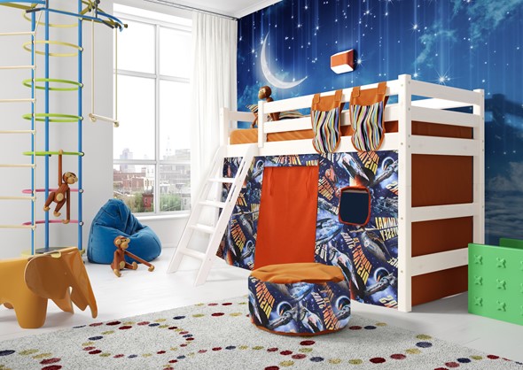 Кровать-чердак в детскую Соня, Вариант 6 Белый в Санкт-Петербурге - изображение