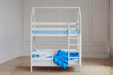 Детская двухъярусная кровать Домик, цвет белый в Санкт-Петербурге