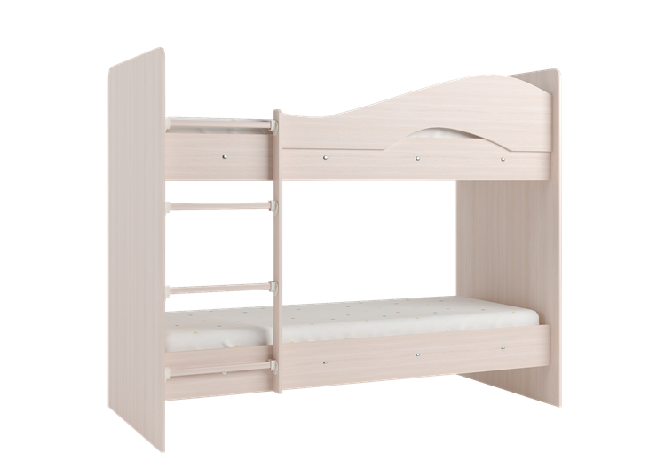 Двухъярусная детская кровать Мая на щитах со шкафом и ящиками, цвет Млечный дуб в Санкт-Петербурге - изображение 2