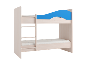 Детская 2-ярусная кровать Мая с 2 ящиками на щитах, корпус Млечный дуб, фасад Синий в Санкт-Петербурге - предосмотр 2