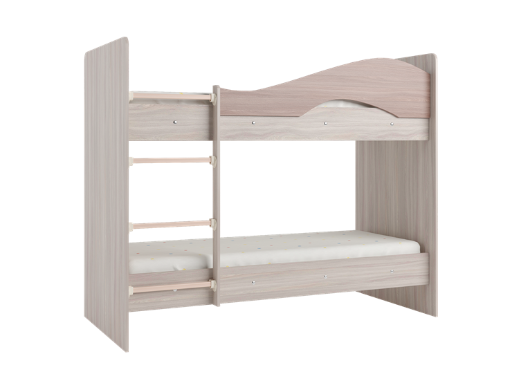 Детская двухэтажная кровать Мая с 2 ящиками на щитах, корпус Шимо светлый, фасад Шимо темный в Санкт-Петербурге - изображение 2
