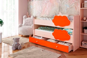 Двухэтажная детская кровать Соник 1.6 с ящиком, Оранжевый в Санкт-Петербурге
