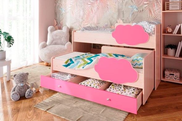 Кровать 2-ярусная Соник 1.6 с ящиком, Розовый в Санкт-Петербурге - изображение