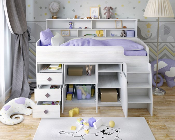 Кровать-чердак в детскую Малыш-5, цвет Винтерберг в Санкт-Петербурге - изображение 3