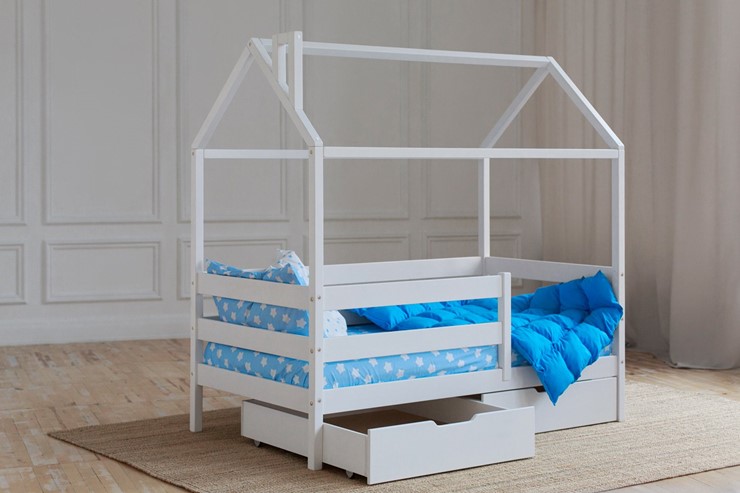 Кровать детская Домик с ящиками, цвет белый в Санкт-Петербурге - изображение 2
