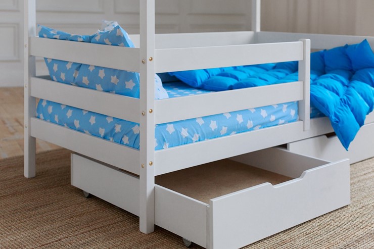 Кровать детская Домик с ящиками, цвет белый в Санкт-Петербурге - изображение 3