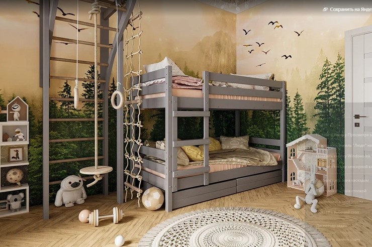 Детская кровать Джуниор двухъярусная с ящиками (Антрацит) в Санкт-Петербурге - изображение 1