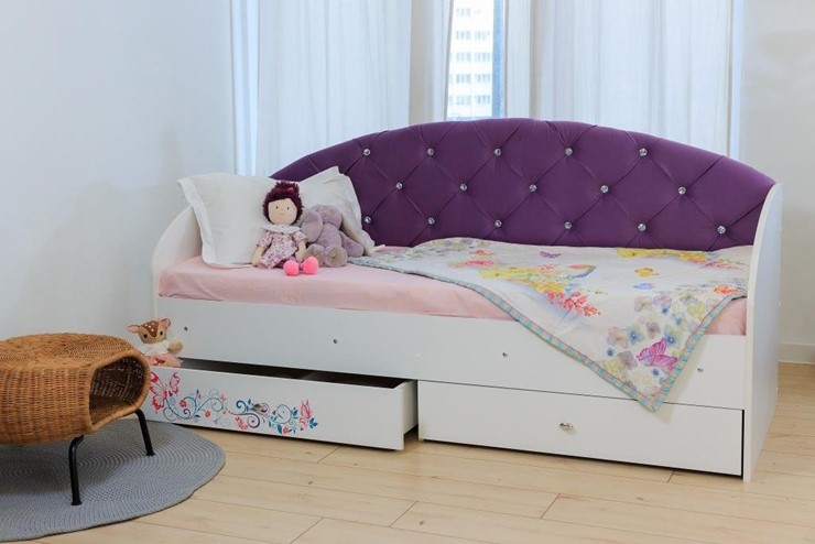 Кровать с ящиками Эльза без бортика, Фиолетовый (латы) в Санкт-Петербурге - изображение 5
