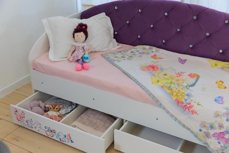 Кровать с ящиками Эльза без бортика, Фиолетовый (латы) в Санкт-Петербурге - изображение 6
