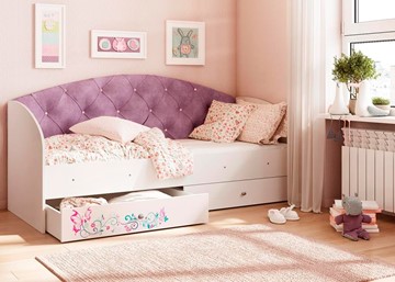 Кровать с ящиками Эльза без бортика, Фиолетовый (латы) в Санкт-Петербурге