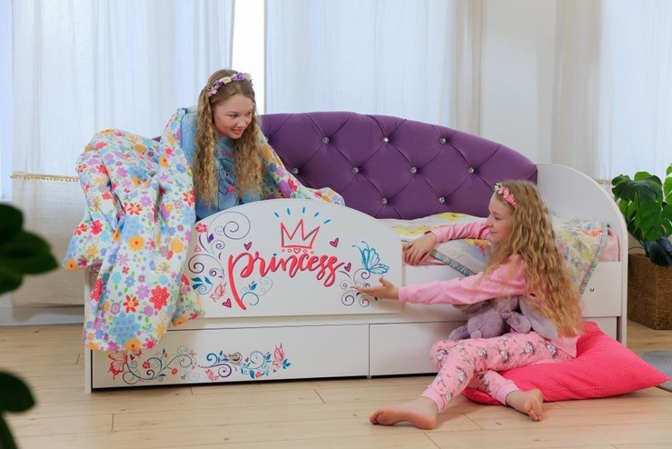 Кровать детская Эльза с бортиком, Фиолетовый (латы) в Санкт-Петербурге - изображение 4