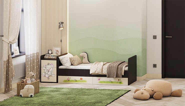 Кровать детская Фея 1100 Зайчонок Венге-бежевый в Санкт-Петербурге - изображение 5