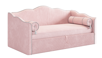 Детская кровать с подъемным механизмом Лея (Софа) 90х200 (нежно-розовый (велюр)/галька (велюр)) в Санкт-Петербурге