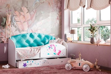 Кровать детская Звездочка с бортиком, Бирюза в Санкт-Петербурге