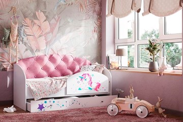 Односпальная детская кровать Звездочка с бортиком, Розовый в Санкт-Петербурге