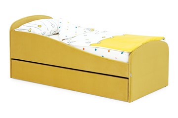 Кровать в детскую с ящиком Letmo горчичный (велюр) в Санкт-Петербурге