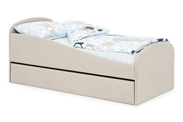 Мягкая кровать с ящиком Letmo карамель (рогожка) в Санкт-Петербурге
