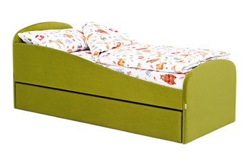 Мягкая кровать с ящиком Letmo оливковый (велюр) в Санкт-Петербурге