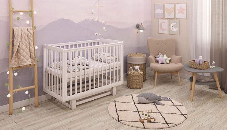 Кровать для новорожденных серия 3400 POLINI Kids Simple 340 с маятником Белый в Санкт-Петербурге - изображение 9