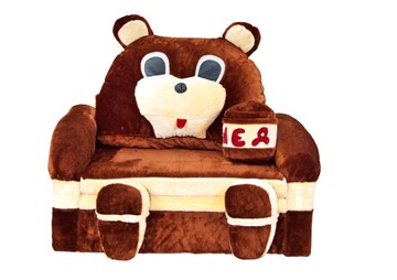 Детский диван Медведь с подушкой, ширина 120 см в Санкт-Петербурге
