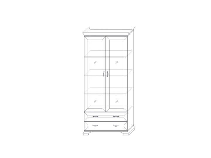 Шкаф (2 стеклодвери) Сиена, Бодега белый / патина золото в Санкт-Петербурге - изображение 1