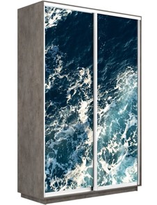 Шкаф 2-дверный Экспресс 1600x600x2200, Морские волны/бетон в Санкт-Петербурге