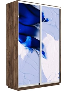 Шкаф 2-дверный Экспресс 1600x600x2400, Абстракция бело-голубая/дуб табачный в Санкт-Петербурге