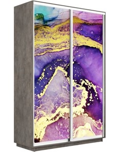 Шкаф Экспресс 1600x600x2400, Абстракция фиолетово-золотая/бетон в Санкт-Петербурге