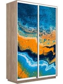 Шкаф 2-дверный Экспресс 1600x600x2400, Абстракция оранжево-голубая/дуб сонома в Санкт-Петербурге