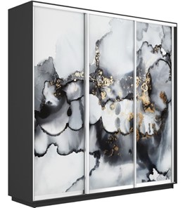 Шкаф 3-створчатый Экспресс 1800х450х2400, Абстракция серая/серый диамант в Санкт-Петербурге