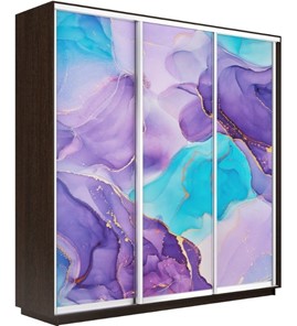 Шкаф 3-створчатый Экспресс 2100х600х2200, Абстракция фиолетовая/венге в Санкт-Петербурге