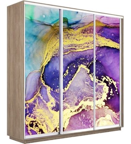 Шкаф Экспресс 2400х600х2200, Абстракция фиолетово-золотая/дуб сонома в Санкт-Петербурге