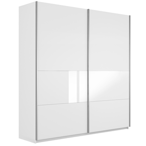Шкаф 2-створчатый Широкий Прайм (ДСП / Белое стекло) 2200x570x2300, Белый снег в Санкт-Петербурге