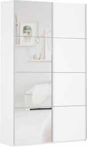 Шкаф 2-х дверный Прайм (ДСП/Зеркало) 1200x570x2300, белый снег в Санкт-Петербурге