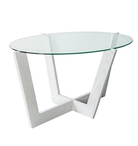 Овальный столик Оникс-6, Выбеленный дуб/Прозрачное стекло в Санкт-Петербурге