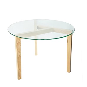 Круглый столик Оникс-7, Натуральный массив/Прозрачное стекло в Санкт-Петербурге